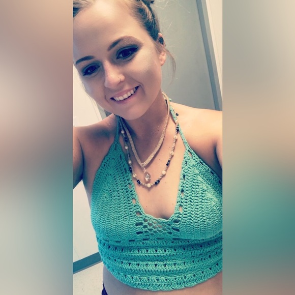 Handmade Crotchet Festival Top Blue Size Small / Medium - Picture 6 of 6